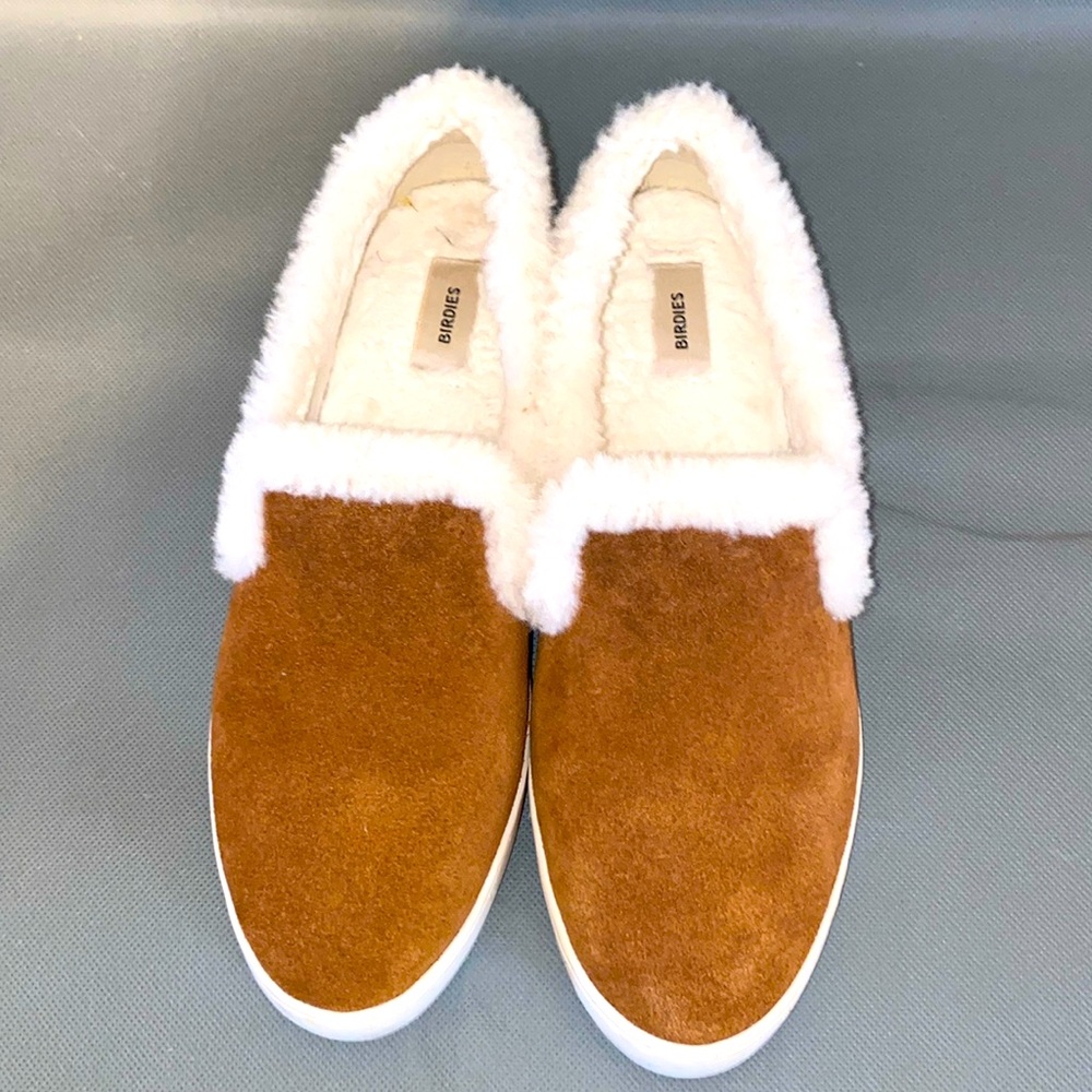 Birdies The Swift Sequoia Suede Faux Fur Slip On Women’s Brown Size 7